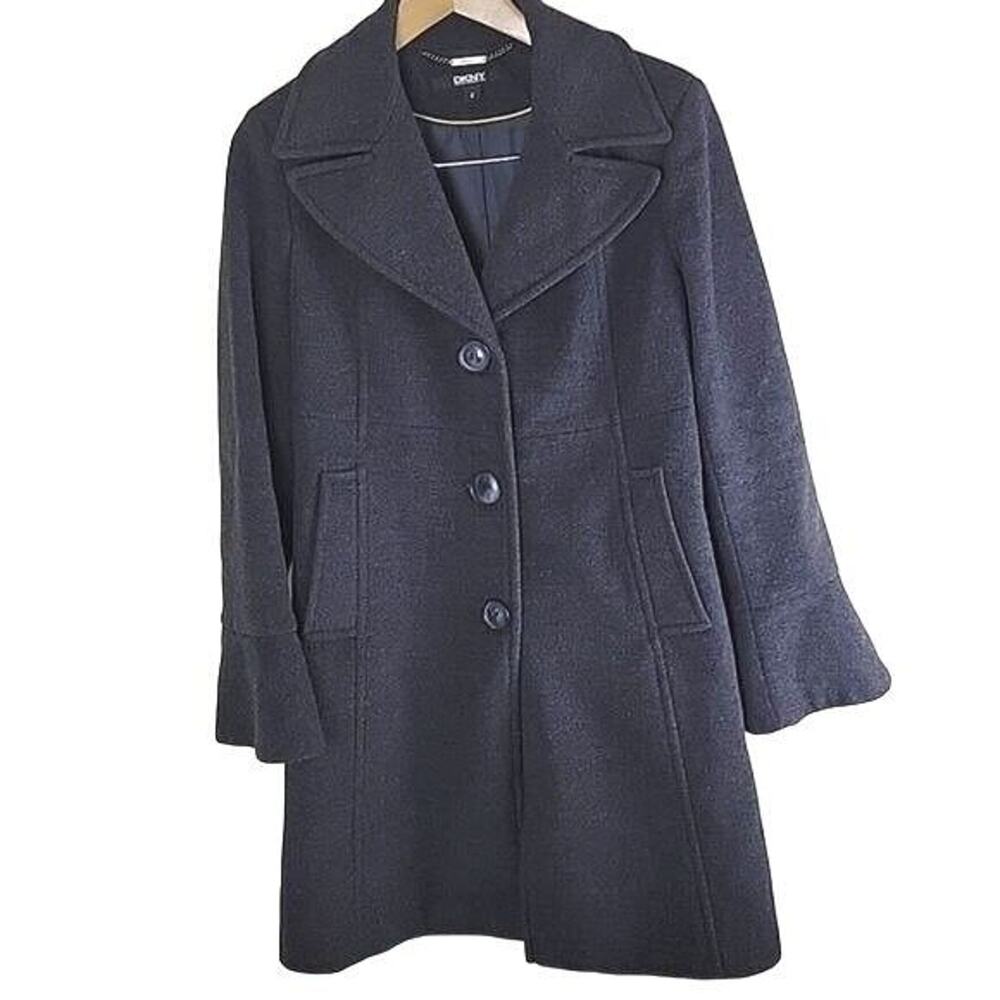 DKNY Wool Cashmere Blend Overcoat Womens Charcoal Grey size 6